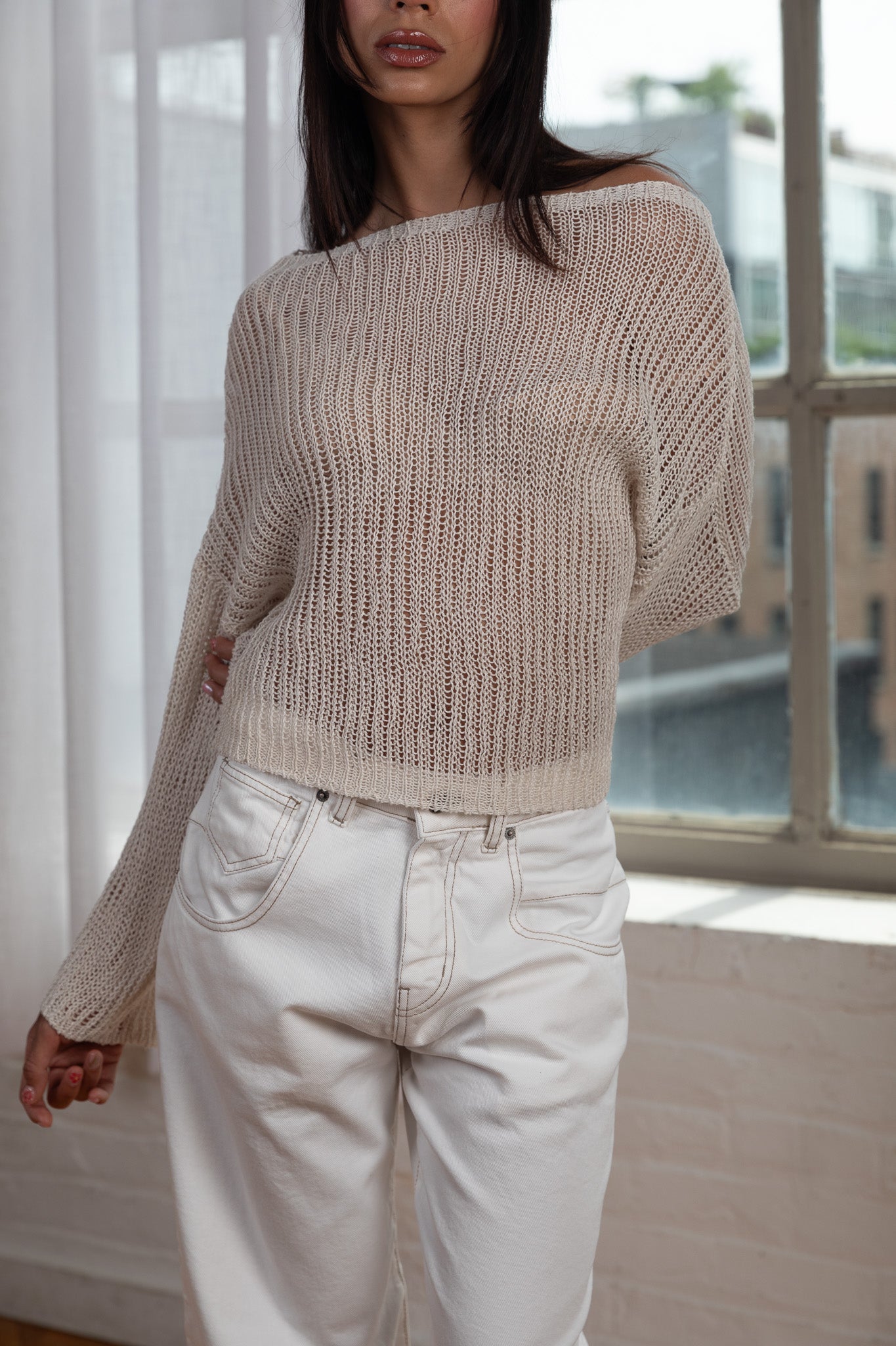 Kika Boat Neck Knit Top in Sand – CLAUD The Label